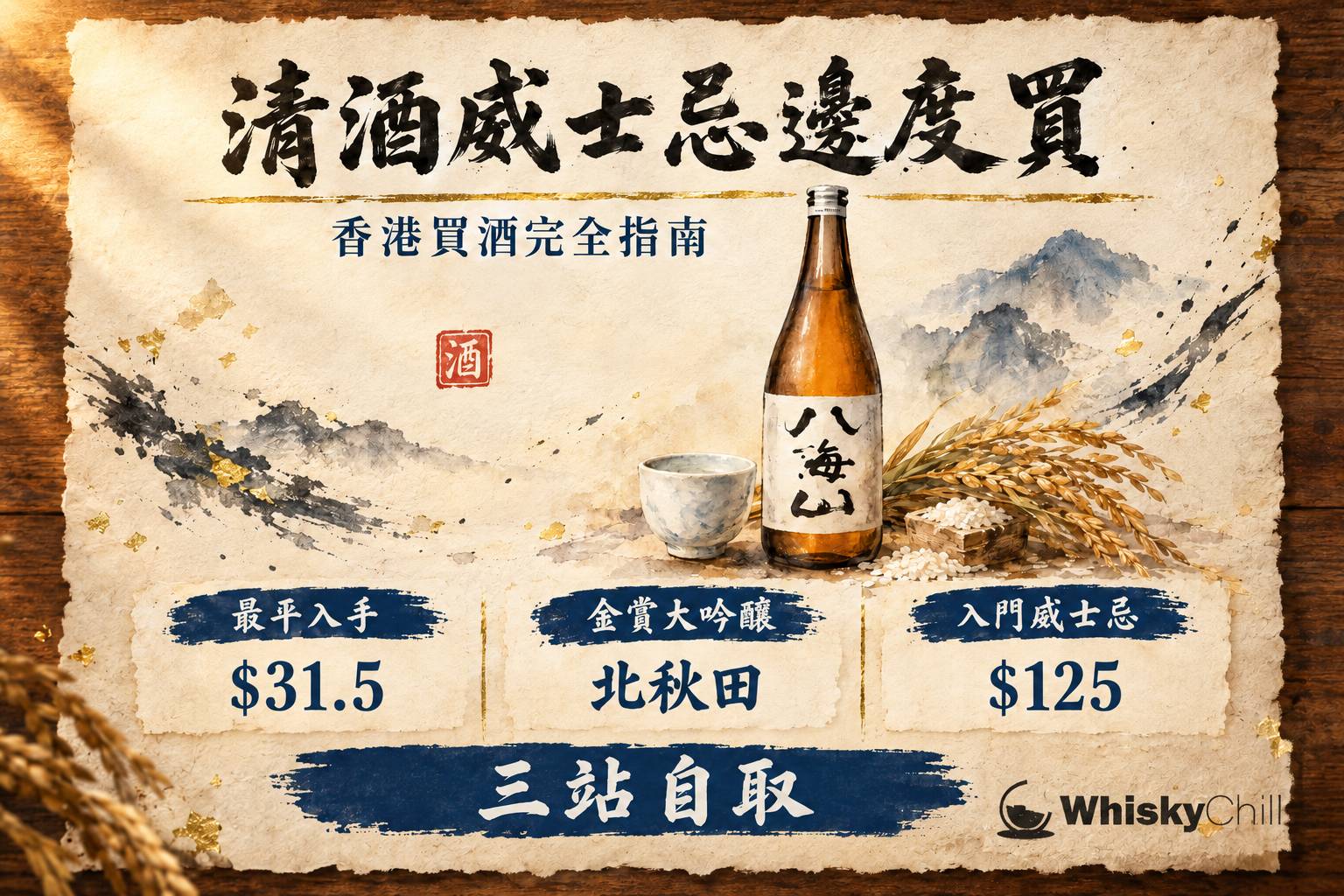 清酒與威士忌並排陳列的酒架,香港買酒渠道指南