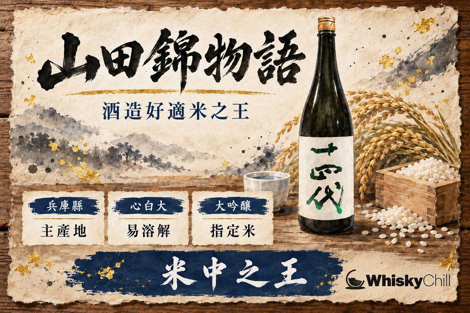 兵庫秋天金黃山田錦稻穗田與六甲山