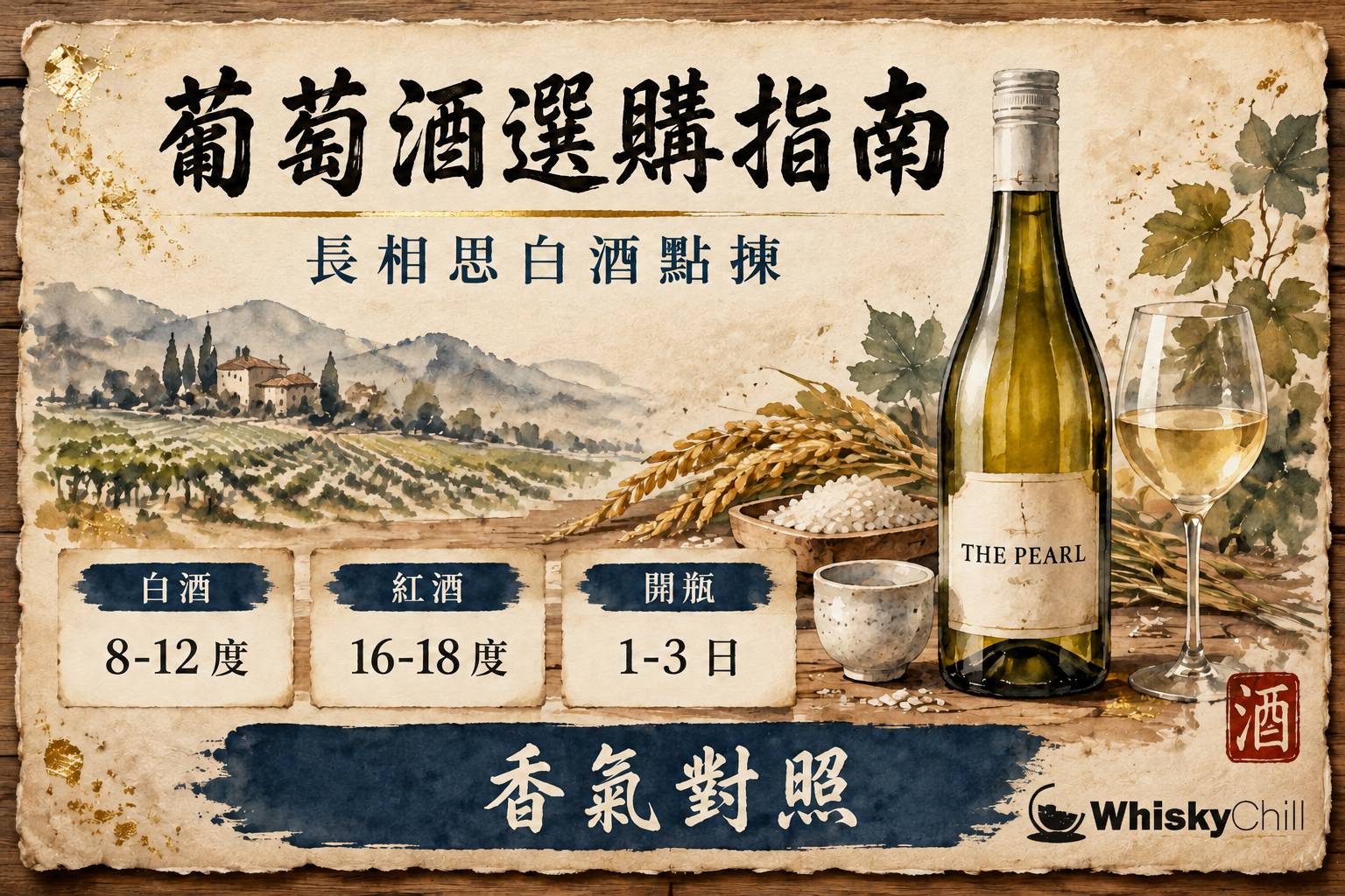 木枱上並排幾支葡萄酒同香檳,旁邊放住白酒杯、紅酒杯、開瓶器同一碟芝士