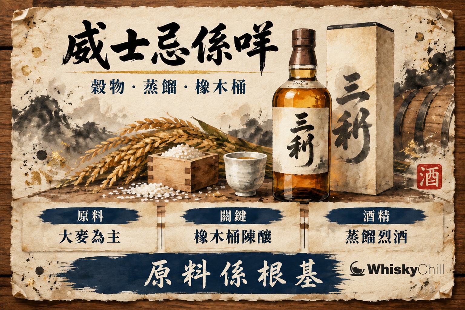 第 1 章:威士忌係咩?——穀物、蒸餾、橡木桶 章首圖