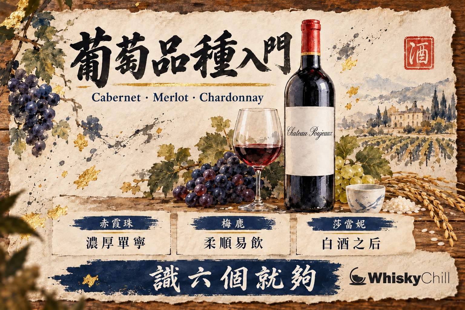 第 2 章:葡萄品種入門——Cabernet、Merlot、Chardonnay 章首圖