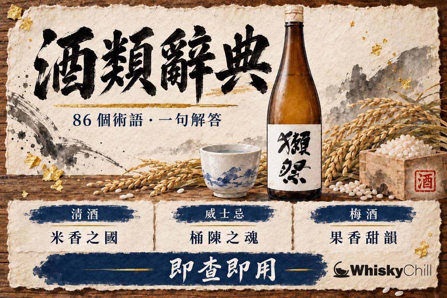 酒類辭典主題圖:清酒、威士忌、梅酒術語即查即用
