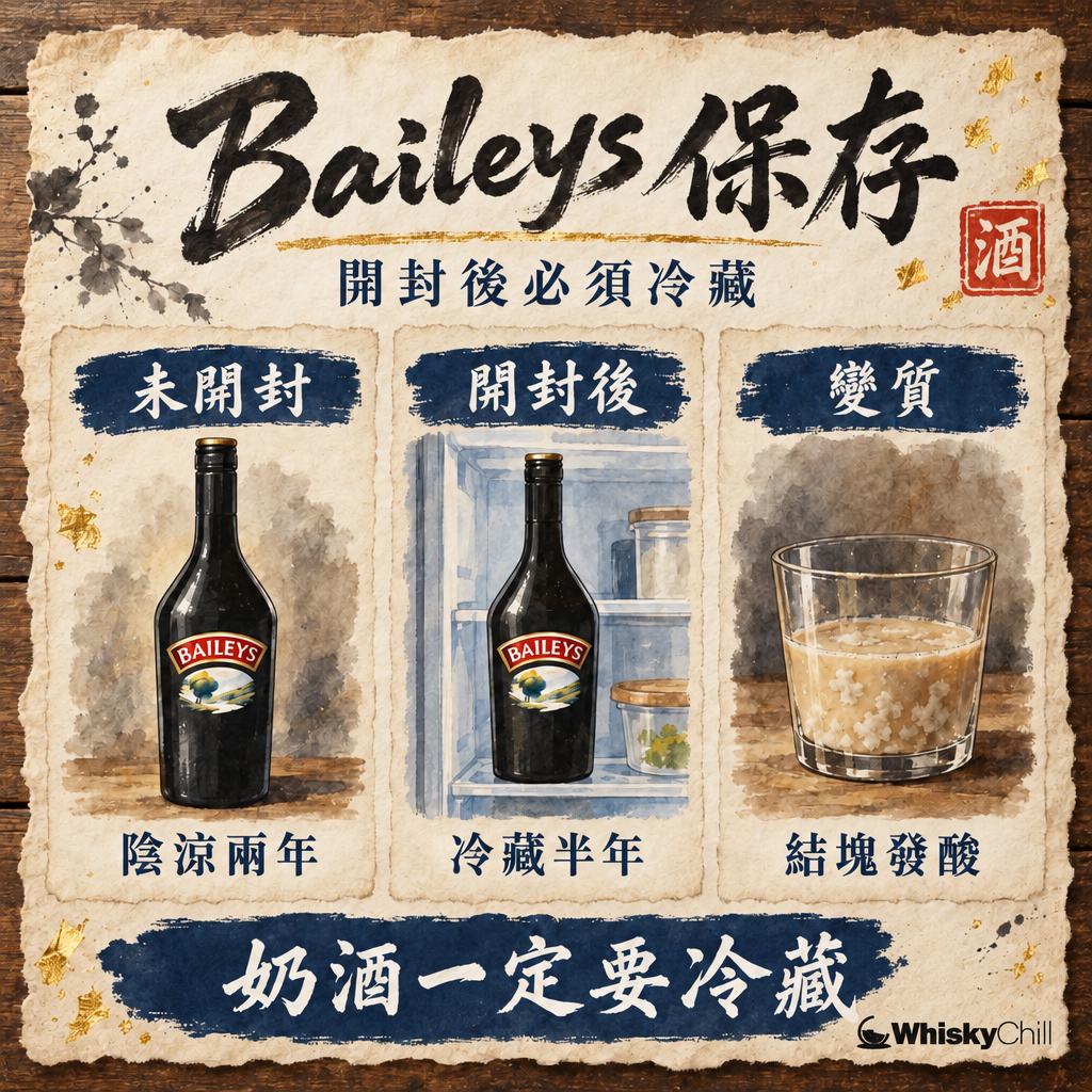 Baileys 開封後放幾耐？奶酒保存期限＋變質判斷（結塊・分層）2026｜對比一覽