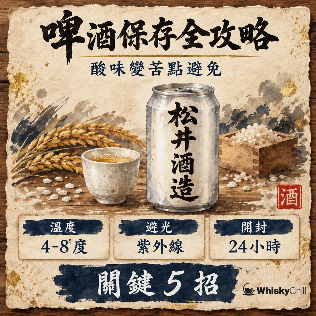 啤酒保存同鮮度完全指南 2026｜酸味成因、密封、光照、發酵溫度同過敏原一次講清｜主視覺圖解