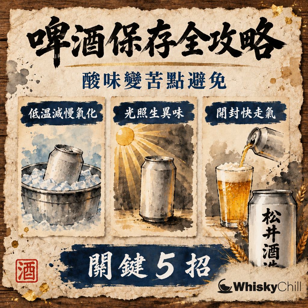 啤酒保存同鮮度完全指南 2026｜酸味成因、密封、光照、發酵溫度同過敏原一次講清｜三個重點