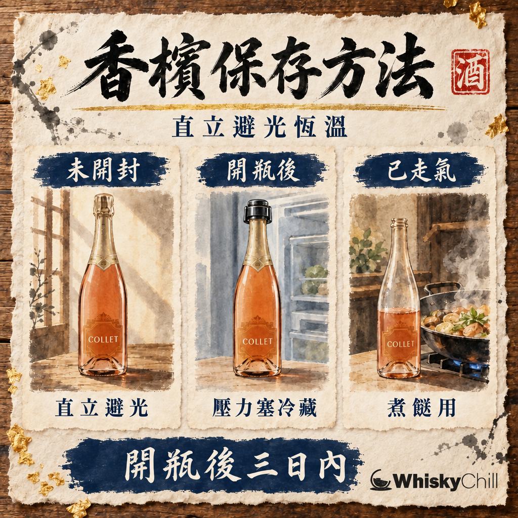 香檳保存方法：未開封放幾耐？直立定橫放？溫度同期限全解（2026）｜對比一覽