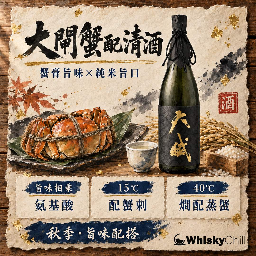 大閘蟹配清酒點襯？蟹膏蟹肉×旨味純米系配搭全指南｜主視覺圖解
