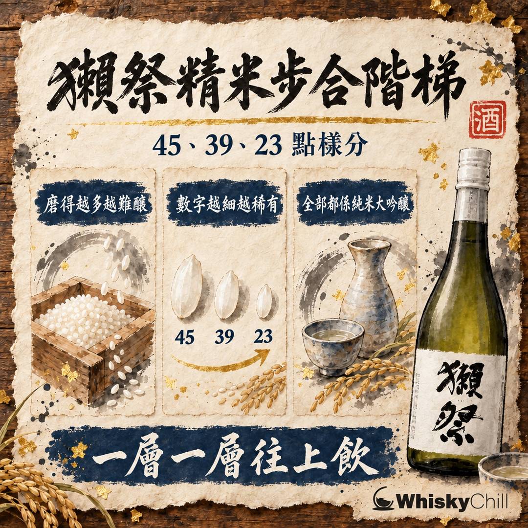 獺祭等級點分？45・50・39・23 精米步合階梯＋香港價錢（$165 起到 $428）｜三個重點
