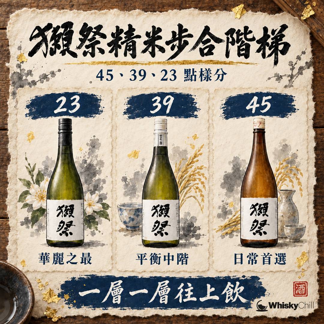 獺祭等級點分？45・50・39・23 精米步合階梯＋香港價錢（$165 起到 $428）｜對比一覽