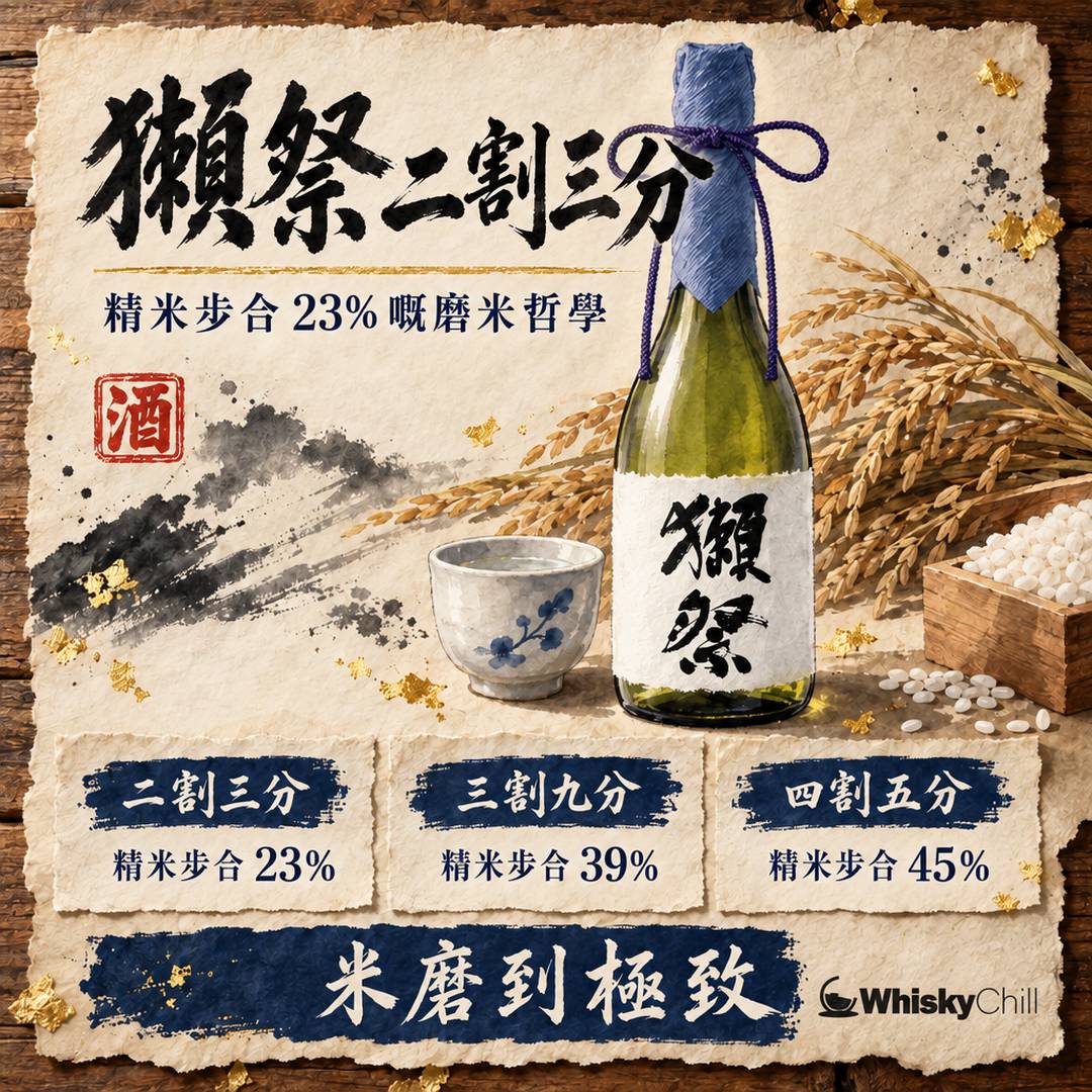 獺祭二割三分係咩？精米步合 50・45・39・23 一次拆解｜香港購買指南｜主視覺圖解