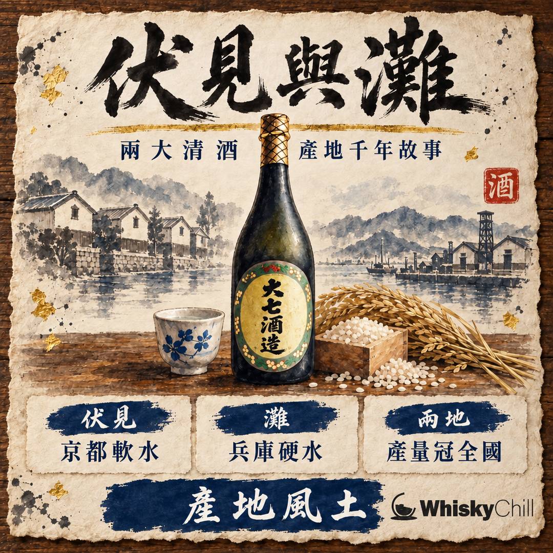 伏見與灘｜日本兩大清酒產地嘅千年故事｜主視覺圖解