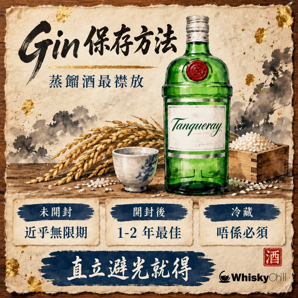 Gin 開封後可以放幾耐？Gordon's・Tanqueray 保存方法＋要唔要冷藏（2026）｜主視覺圖解