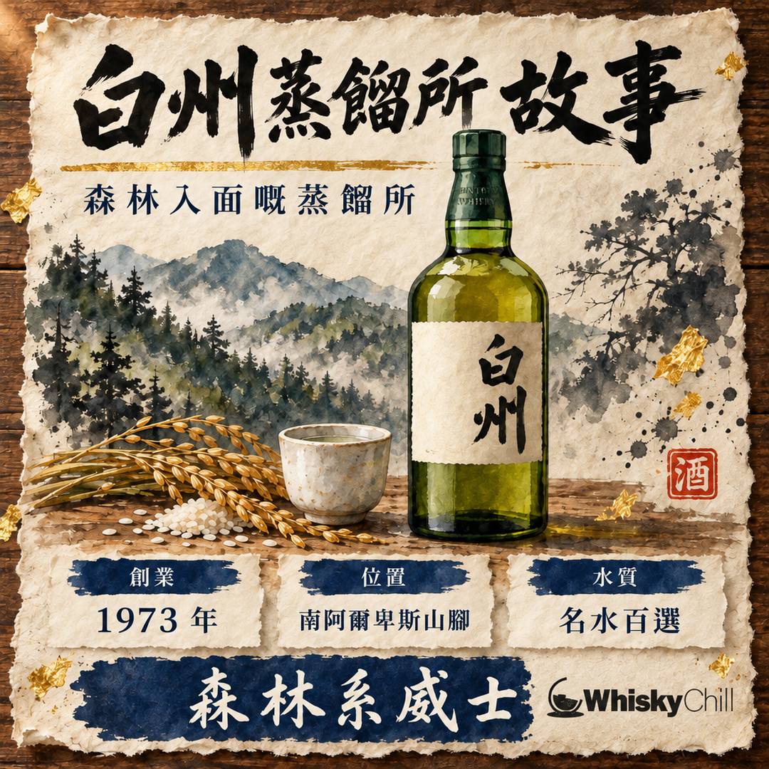 白州威士忌故事｜森林入面嘅白州蒸餾所點樣釀出清新青草風？｜主視覺圖解