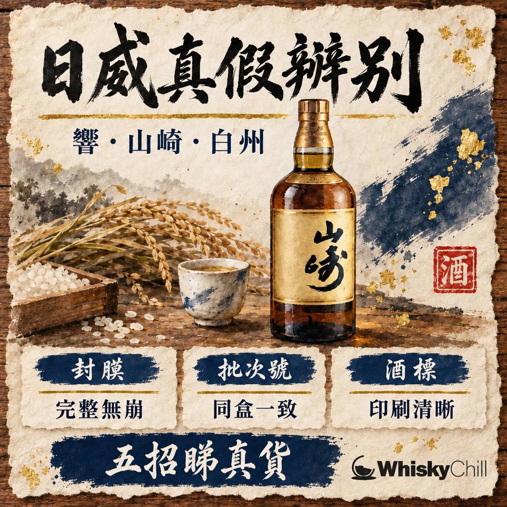 日本威士忌真假辨別：響・山崎・白州包裝特徵同可靠購買渠道｜主視覺圖解
