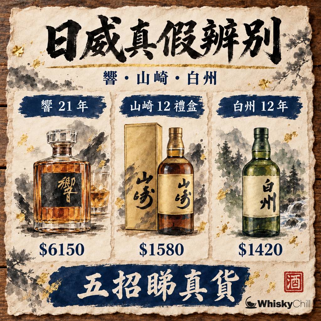 日本威士忌真假辨別：響・山崎・白州包裝特徵同可靠購買渠道｜對比一覽