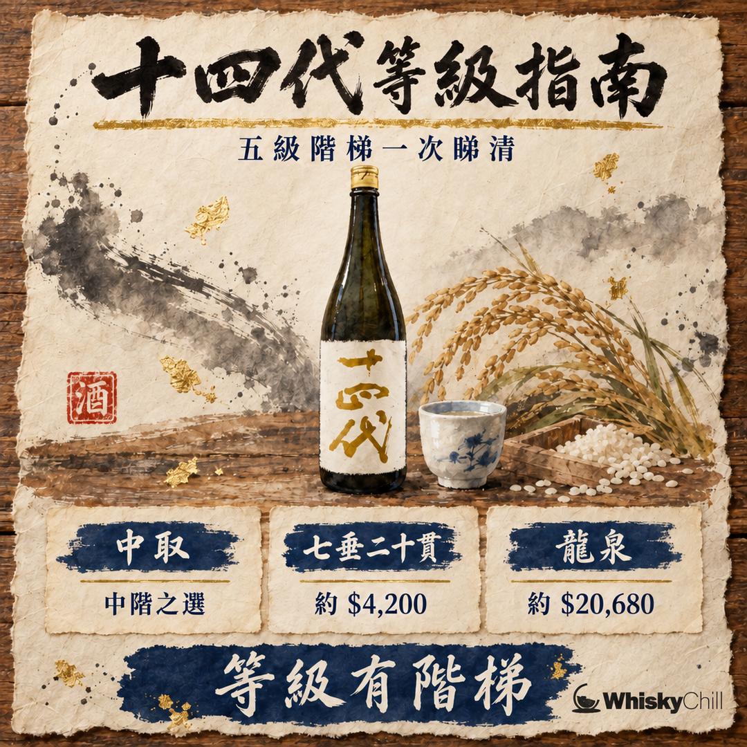 十四代等級次序 2026｜本丸 $1,280 到龍泉 $20,680 八級價目表｜主視覺圖解