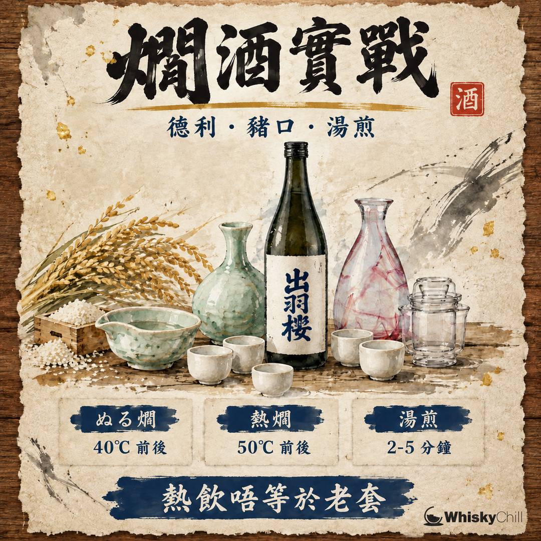燗酒點做？燗酒壺、德利、湯煎做法｜7 種溫度名同家用實戰｜主視覺圖解