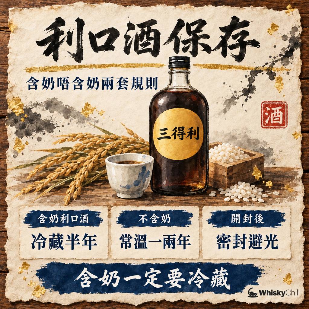 利口酒保存期限全解：咖啡酒・橙酒・忌廉酒開封後放幾耐？（2026）｜主視覺圖解