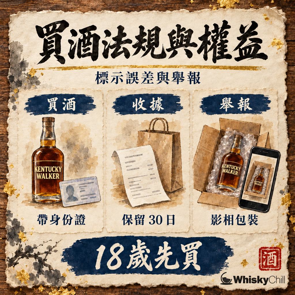 酒類法規與消費者權益完全指南 2026｜酒標誤差・假酒舉報・18歲購酒・進出口許可一次講清｜對比一覽