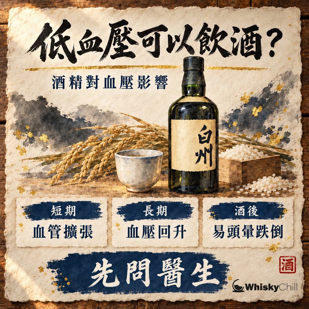 低血壓可以喝酒嗎？酒精對血壓嘅實際影響｜主視覺圖解