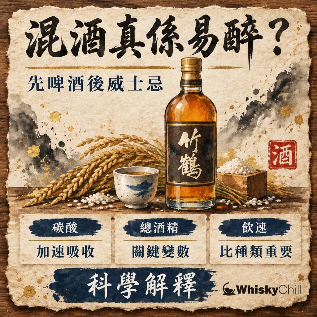 混酒真係易醉啲？「先啤酒後威士忌」嘅科學解釋｜主視覺圖解