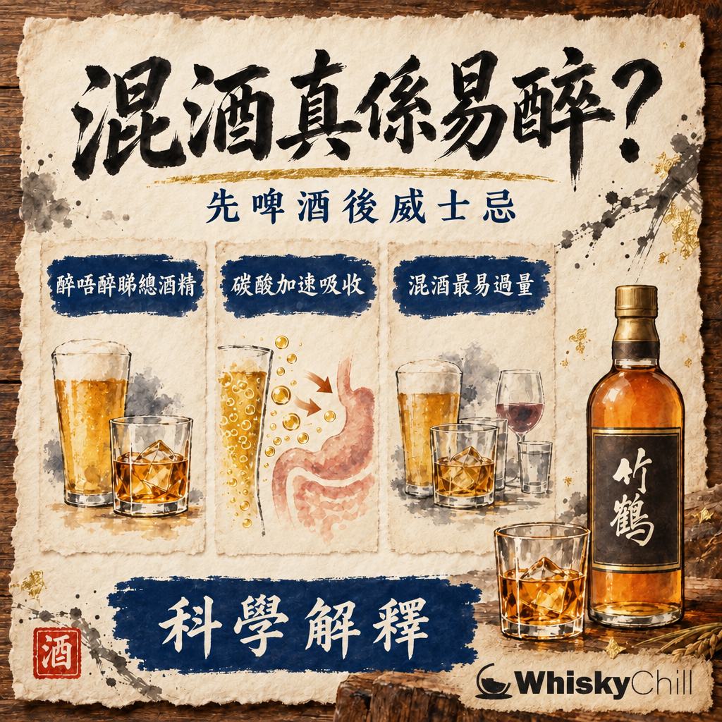 混酒真係易醉啲？「先啤酒後威士忌」嘅科學解釋｜三個重點