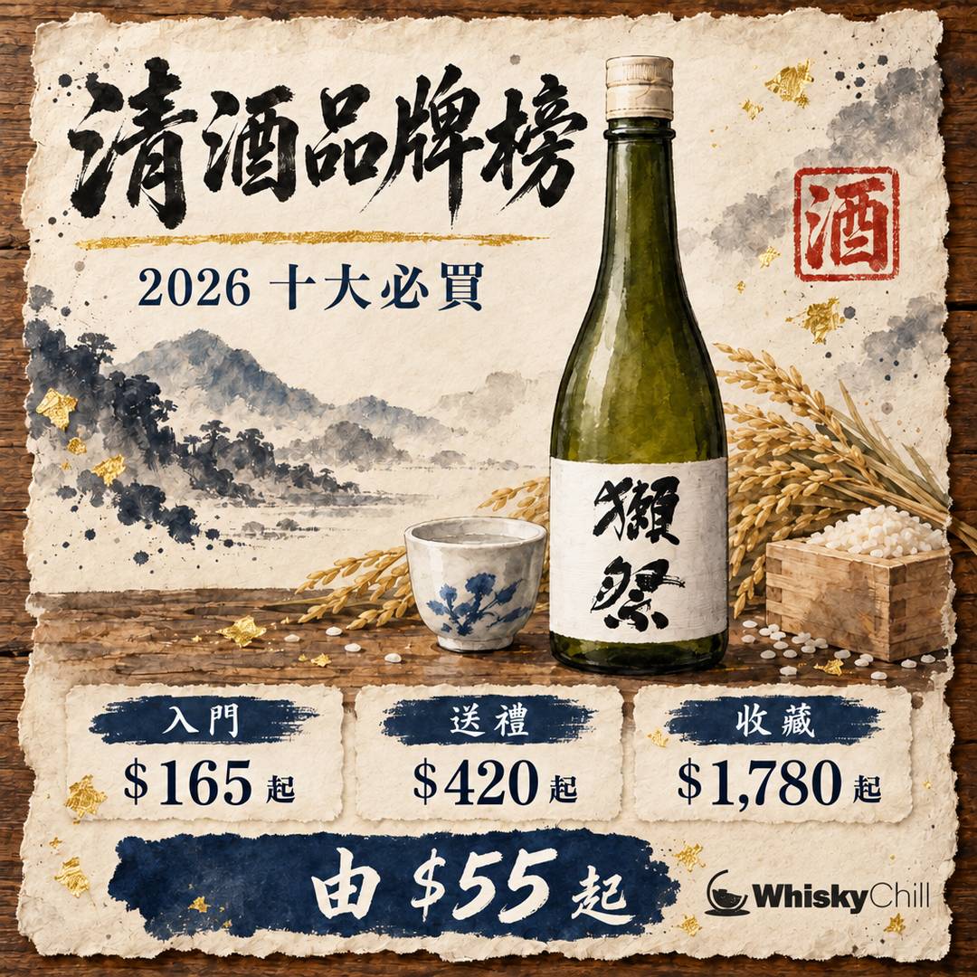 清酒品牌推薦 2026｜10 大必買品牌＋香港實價（獺祭／十四代／而今／風之森）｜主視覺圖解