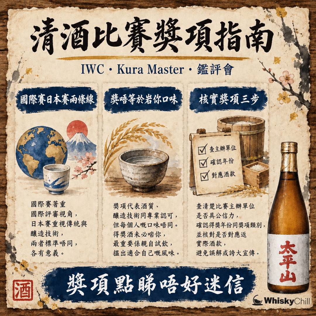 清酒比賽同獎項點睇？IWC、Kura Master 同全國新酒鑑評會金賞全指南｜三個重點
