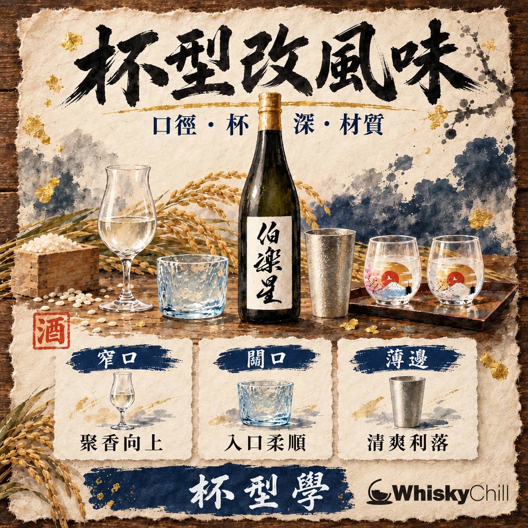 杯型點改變清酒風味｜口徑、杯深、杯緣、材質完整解析（香港實價）｜主視覺圖解