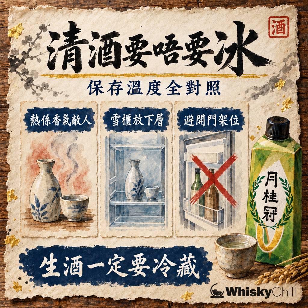 清酒要唔要放雪櫃？冷藏定常溫｜生酒、吟釀、純米保存溫度全對照（2026）｜三個重點