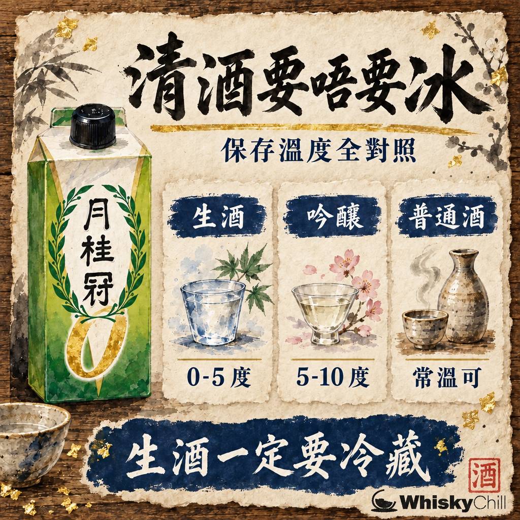 清酒要唔要放雪櫃？冷藏定常溫｜生酒、吟釀、純米保存溫度全對照（2026）｜對比一覽