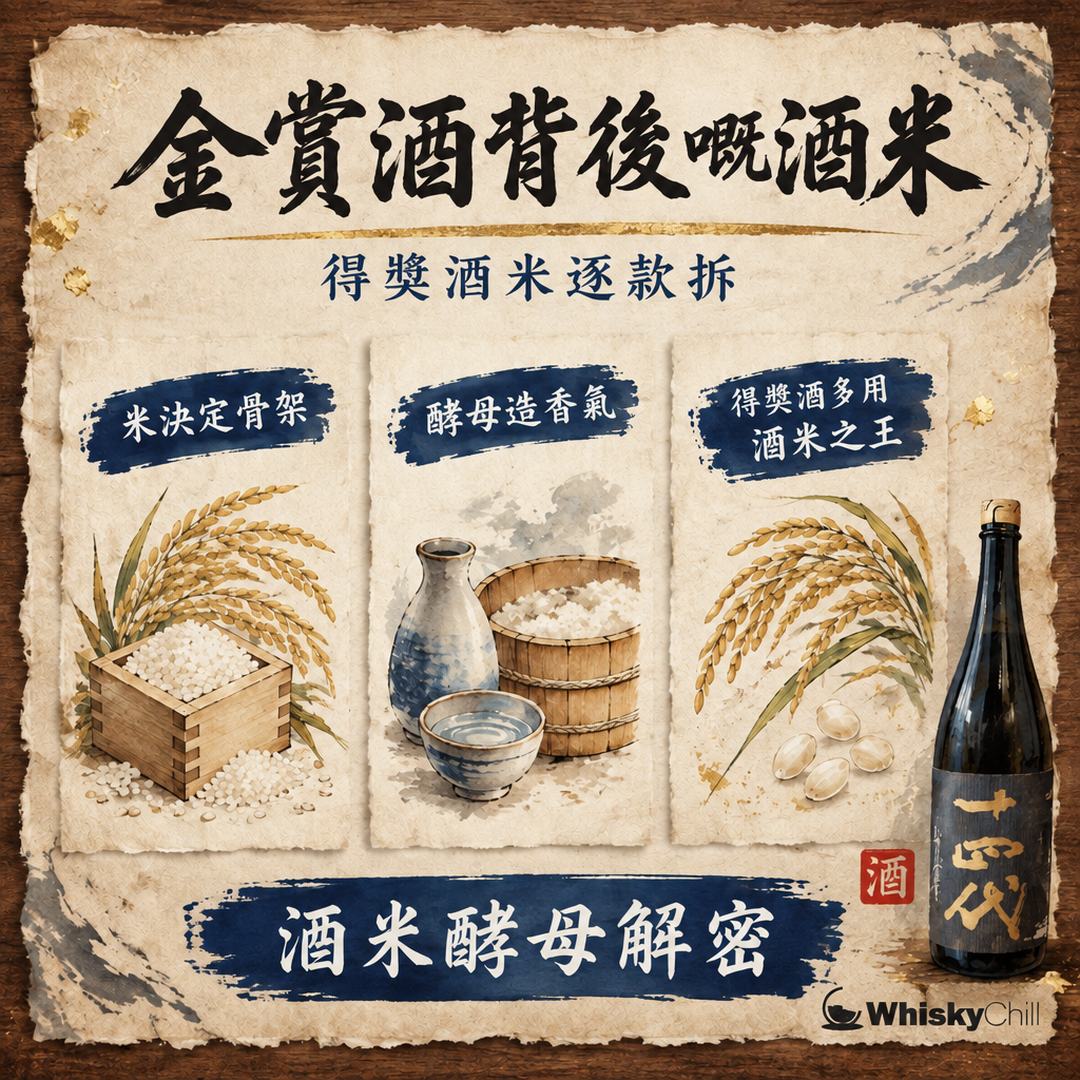 金賞酒背後嘅酒米同酵母｜山田錦、五百萬石、愛山、美山錦、出羽燦々、白鶴錦＋協會酵母全解（附 2026 得獎酒香港現貨價）｜三個重點