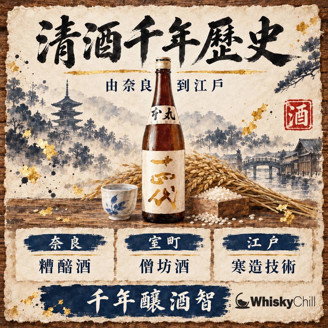 清酒歷史｜由奈良糟醅酒到江戶寒造，千年釀酒智慧點樣成形？｜主視覺圖解
