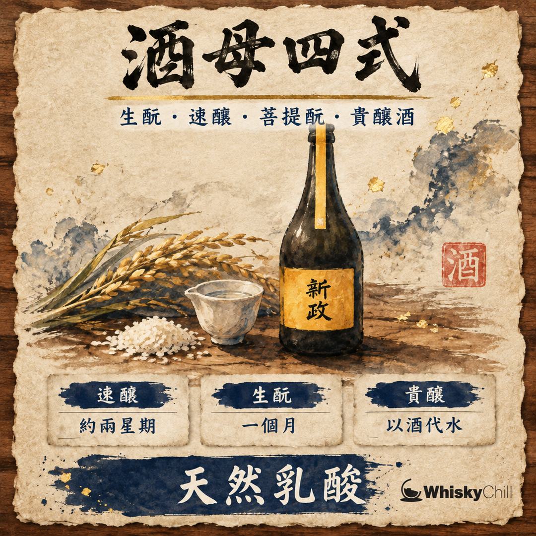 生酛 vs 速醸全解讀｜酒母四式點樣決定你杯酒的旨味？｜主視覺圖解