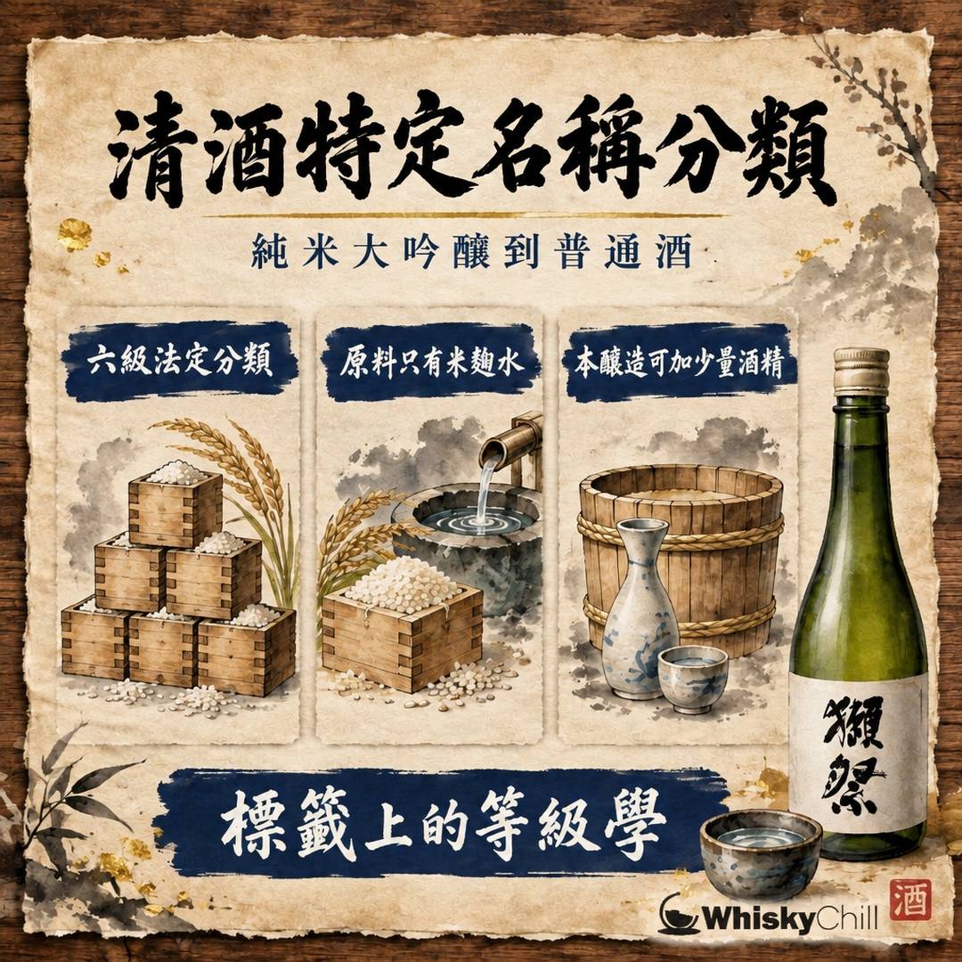 清酒特定名稱分類完全指南｜純米大吟釀、本釀造、普通酒法定條件一次分清｜三個重點