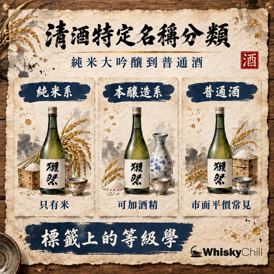 清酒特定名稱分類完全指南｜純米大吟釀、本釀造、普通酒法定條件一次分清｜對比一覽