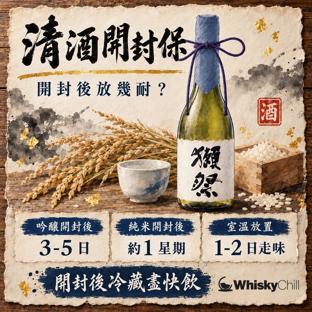 清酒開封後可以放幾耐？冷藏保存期限＋味道變化時間表（2026）｜主視覺圖解
