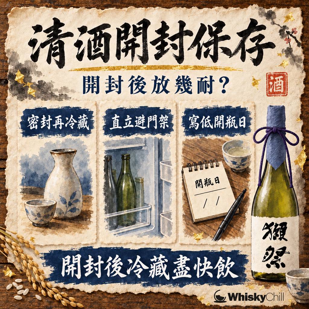 清酒開封後可以放幾耐？冷藏保存期限＋味道變化時間表（2026）｜三個重點