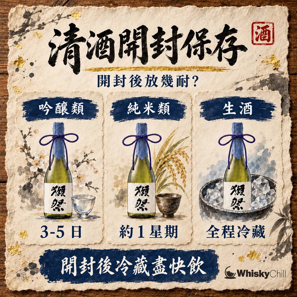 清酒開封後可以放幾耐？冷藏保存期限＋味道變化時間表（2026）｜對比一覽