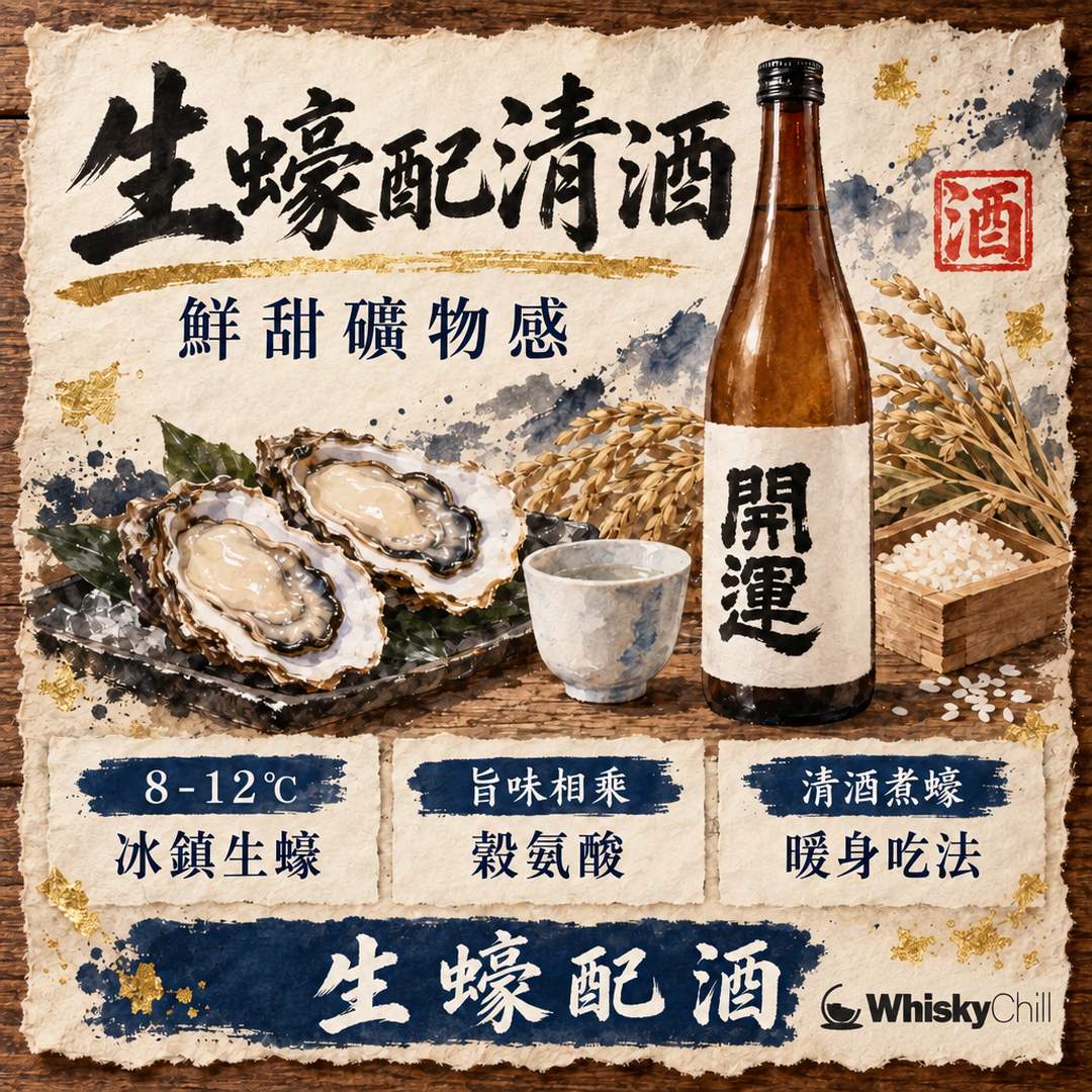 生蠔配清酒｜昆布浸生蠔×薰酒嘅黃金溫度（附清酒煮蠔做法）｜主視覺圖解