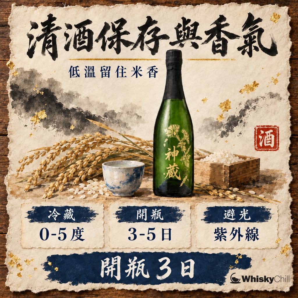清酒與米麴保存全指南｜溫度點樣改寫米香、麴香同熟成香（2026）｜主視覺圖解