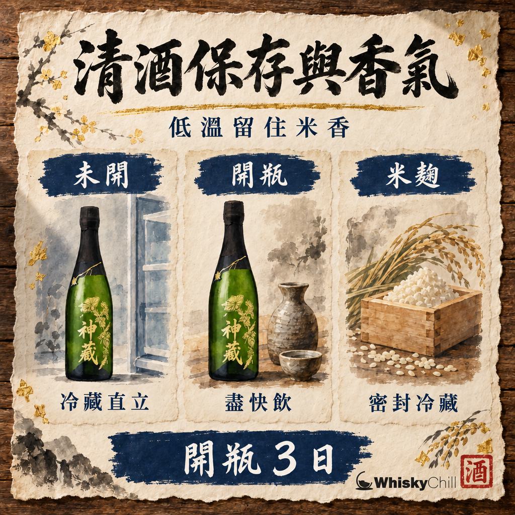 清酒與米麴保存全指南｜溫度點樣改寫米香、麴香同熟成香（2026）｜對比一覽
