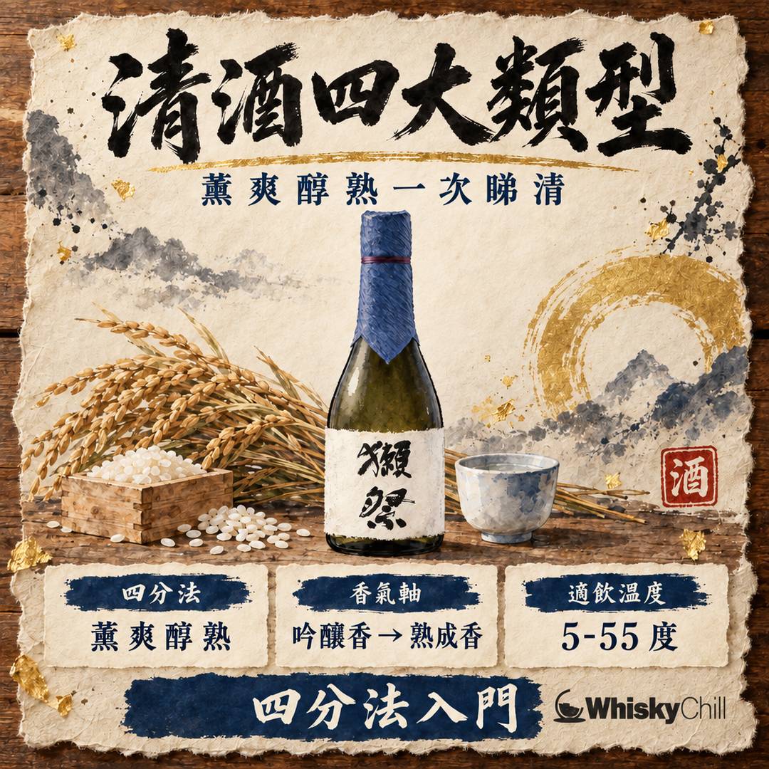 薰爽醇熟係咩？清酒四大類型分法完整指南｜主視覺圖解