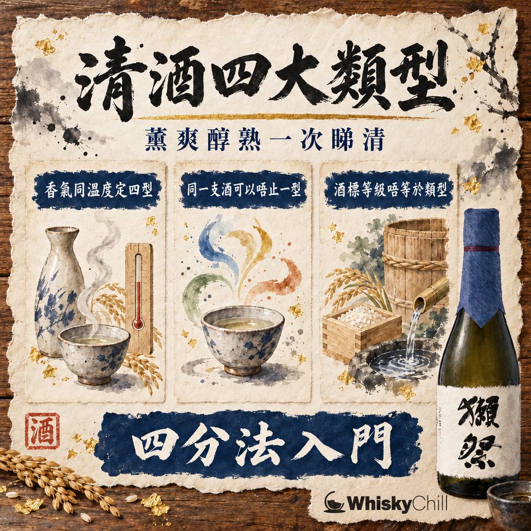 薰爽醇熟係咩？清酒四大類型分法完整指南｜三個重點