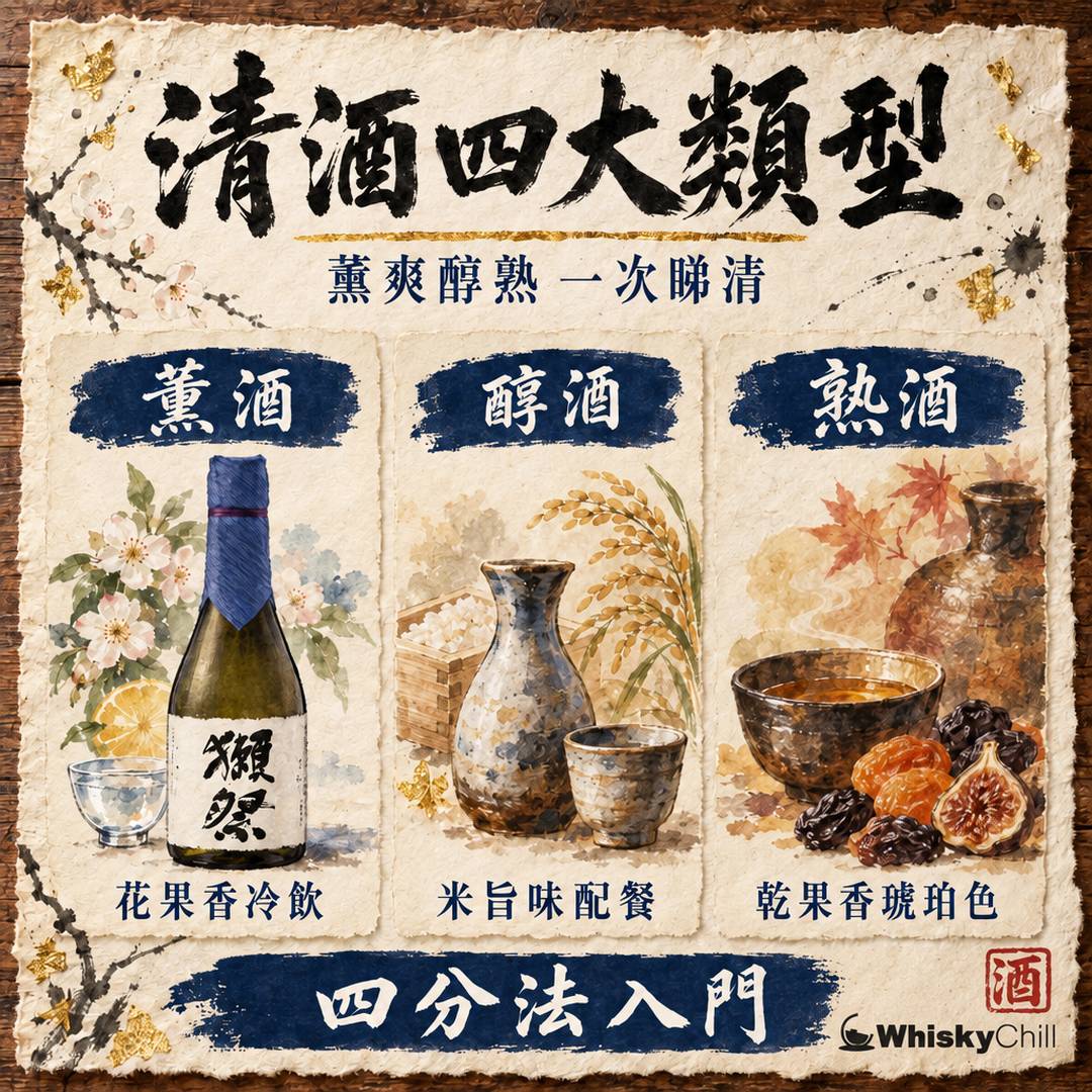 薰爽醇熟係咩？清酒四大類型分法完整指南｜對比一覽
