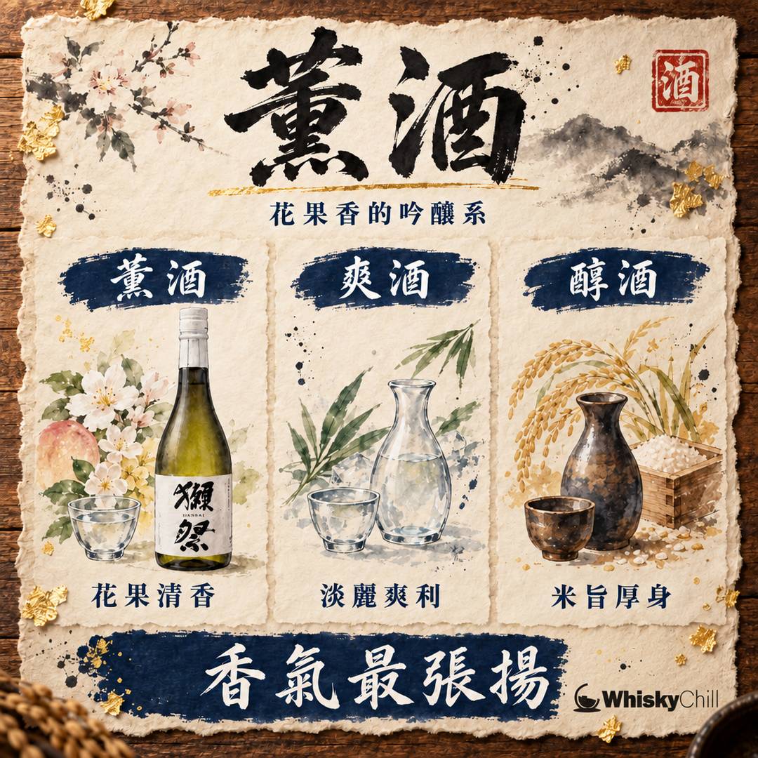 薰酒係咩？清酒四大類型之「香氣高揚」｜吟釀、大吟釀分別同冷飲溫度全指南｜對比一覽