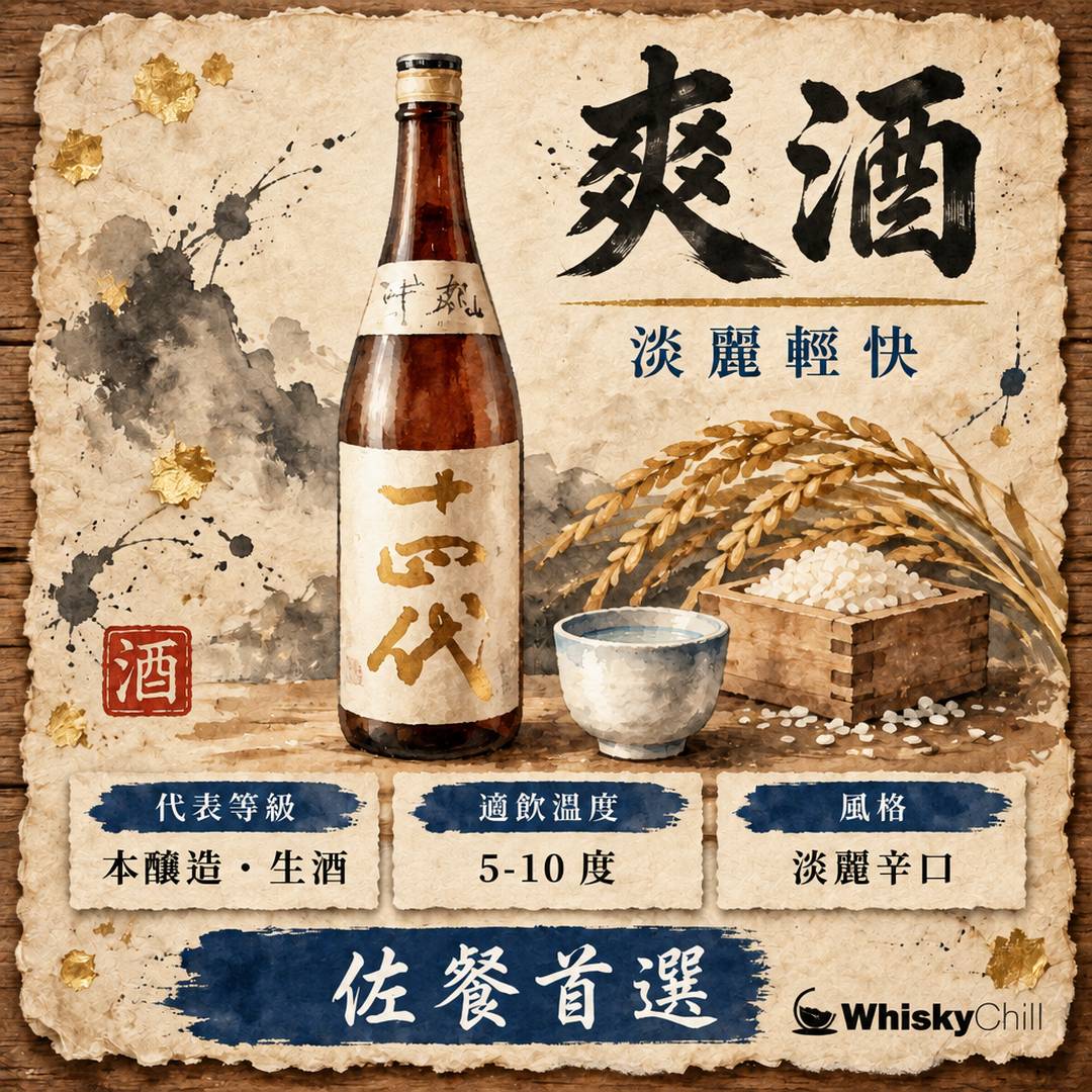 爽酒係咩？清酒四大類型之「淡麗輕快」｜生酒、本釀造、冷飲溫度一次睇清｜主視覺圖解
