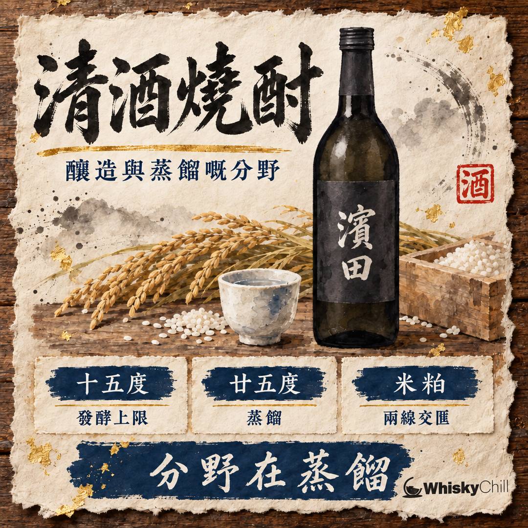 清酒 vs 燒酎：釀造與蒸餾嘅根本分野｜主視覺圖解