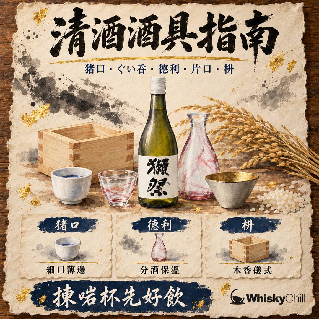 清酒酒具點揀？猪口・ぐい呑・德利・片口・枡完整指南｜材質、容量、配酒型｜主視覺圖解
