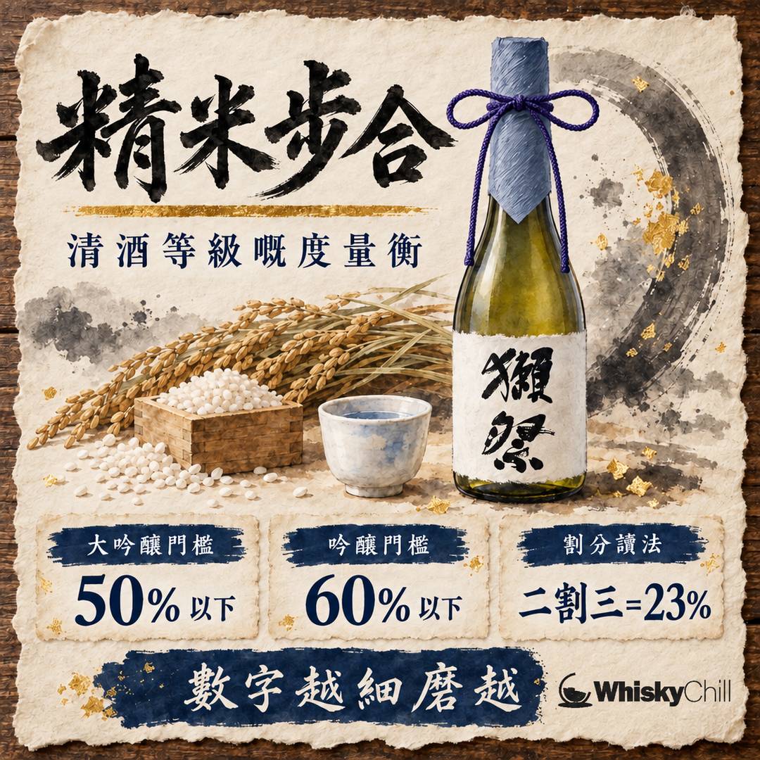 精米步合係咩？由四割五分到二割三分｜清酒等級點分一次睇清 2026｜主視覺圖解